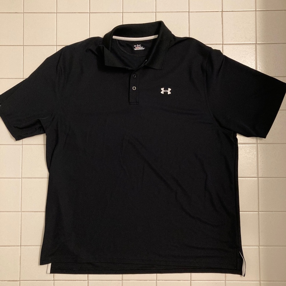 Under Armour Solid Short Sleeve HeatGear Mens Polo Shirt Blue XXL.